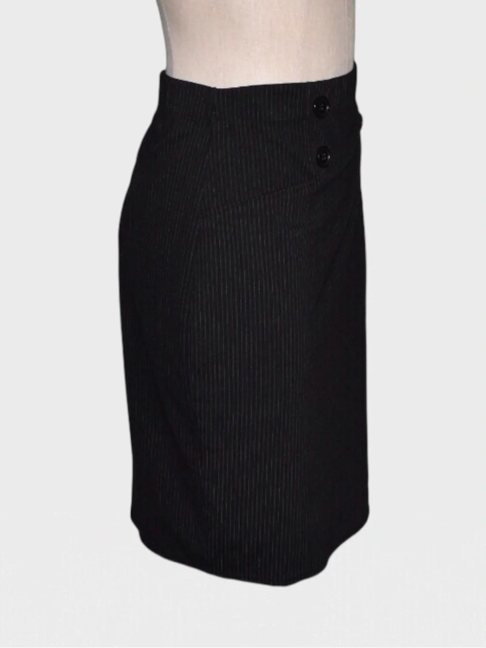 Max Studio Pinstripe‎ Button Detail Pencil Skirt